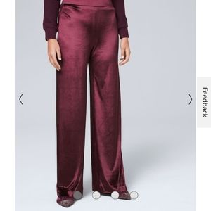 WHBM Cabernet Liquid Velvet Wide Leg Pants